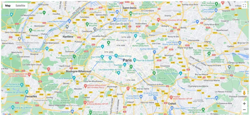Google Maps Paris coordinates